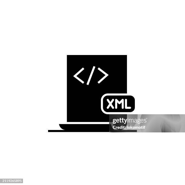 ilustrações de stock, clip art, desenhos animados e ícones de xml file solid icon. this flat icon is suitable for infographics, web designs, mobile apps, ui, ux, and gui design. - ficheiro de computador