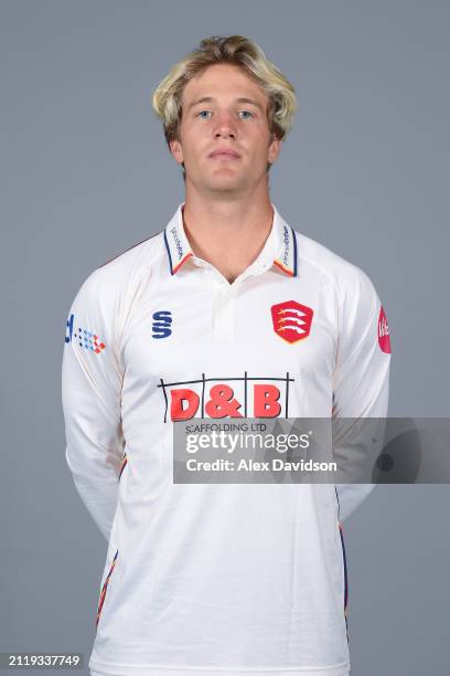 Luc Benkenstein of Essex poses for a photo in the Vitality Championship kit during the Essex CCC photocall at The Cloud County Ground on March 27,...