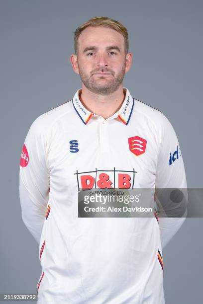 Paul Walter of Essex poses for a photo in the Vitality Championship kit during the Essex CCC photocall at The Cloud County Ground on March 27, 2024...