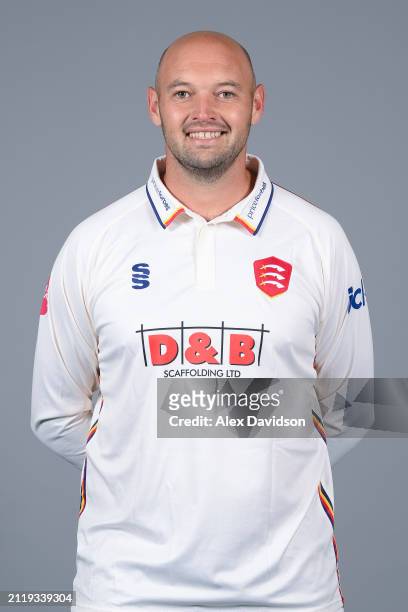 Nick Browne of Essex poses for a photo in the Vitality Championship kit during the Essex CCC photocall at The Cloud County Ground on March 27, 2024...