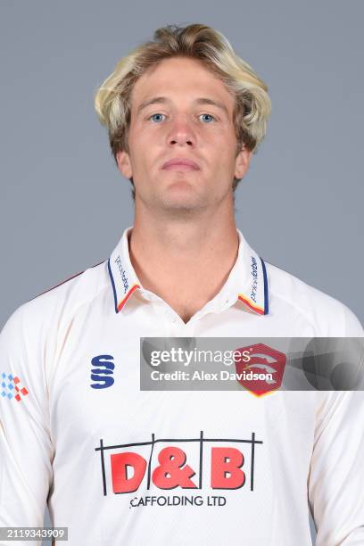 Luc Benkenstein of Essex poses for a photo in the Vitality Championship kit during the Essex CCC photocall at The Cloud County Ground on March 27,...