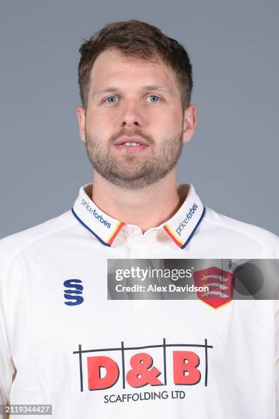 Matt Critchley of Essex poses for a photo in the Vitality Championship kit during the Essex CCC photocall at The Cloud County Ground on March 27,...