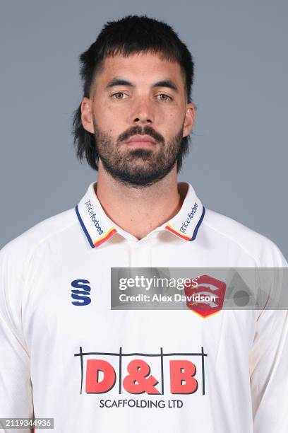 Shane Snater of Essex poses for a photo in the Vitality Championship kit during the Essex CCC photocall at The Cloud County Ground on March 27, 2024...