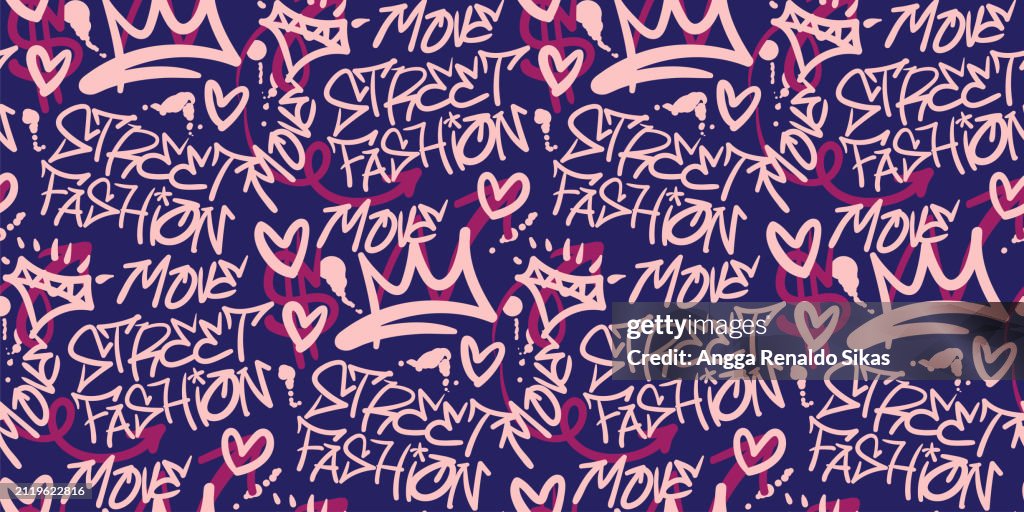 Funky Pattern Graphity Street Fashion Funky Graffiti Text Art And Symbols Seamless Pattern ...