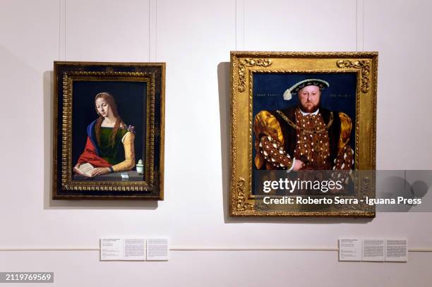 Italian Renaissence artist Piero Di Cosimo masterpiece "Maddalena" proposed in comparison with Hans Holbein "King Henry the Eight portrait" as part...