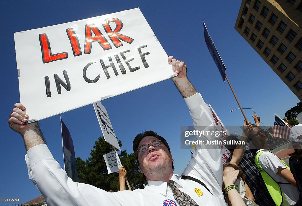 Activists Demonstrate Outside Bush Fundraiser In California?