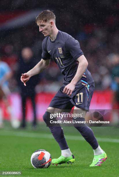 Anthony Gordon of England during the international friendly match between England and Belgium at Wembley Stadium on March 26, 2024 in London, England.