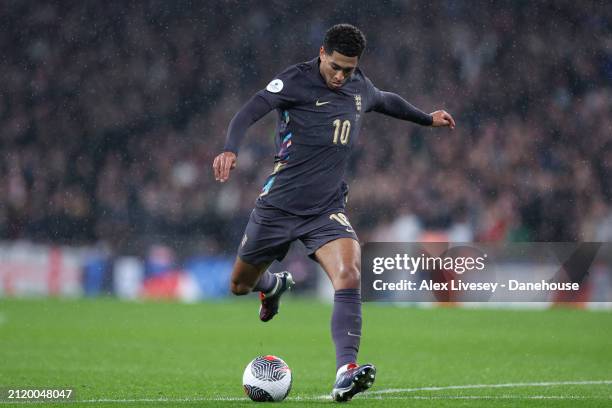 Jude Bellingham of England during the international friendly match between England and Belgium at Wembley Stadium on March 26, 2024 in London,...