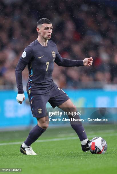 Phil Foden of England during the international friendly match between England and Belgium at Wembley Stadium on March 26, 2024 in London, England.