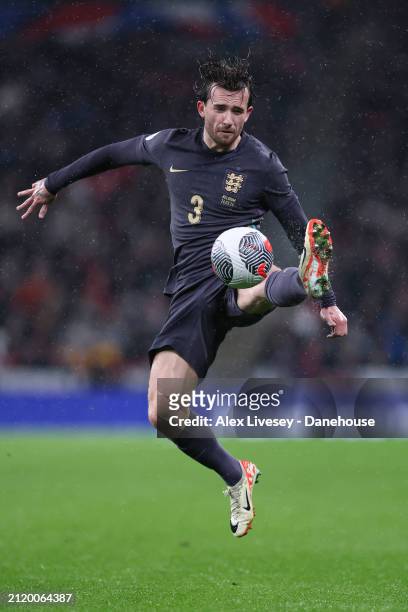 Ben Chilwell of England controls the ball during the international friendly match between England and Belgium at Wembley Stadium on March 26, 2024 in...