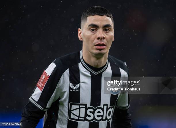 Miguel Almiron of Newcastle United during the Emirates FA Cup Quarter Final match between Manchester City and Newcastle United at Etihad Stadium on...