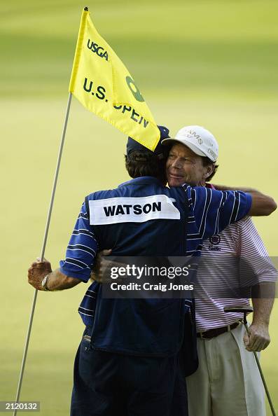 Tom Watson hugs his caddie Tom Watson hugs his caddie