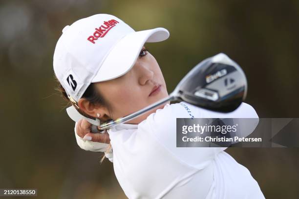 Mone Inami of Japan plays her shot from the 11th tee during the first round of the Ford Championship presented by KCC at Seville Golf and Country...