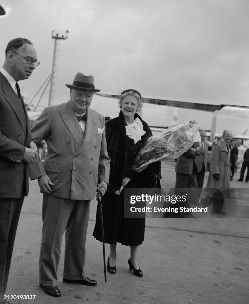 Former British Prime Minister, Winston Churchill with his wife Clementine Churchill , September 28th 1955.