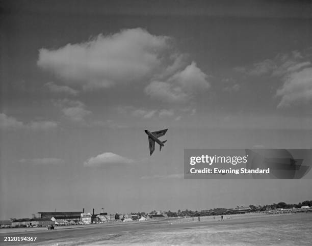 Prototype English Electric P1 jet fighter plane at the Farnborough Air Show, Hampshire, September 9th 1955.