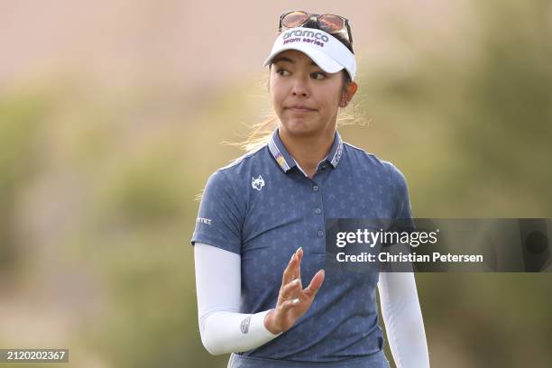 Alison Lee of the United States reacts to her putt on the tenth green during the first round of the Ford Championship presented by KCC at Seville...