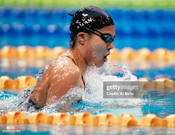 Yasuko Tajima from Japan swimming the Breaststroke leg of the Women's 400 metre Individual Medley competition on 16th September 2000 during the XXVI...