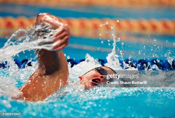 Jani Sievinen from Finland swimming the Freestyle leg in heat 2 of the Men's 400 metres individual medley competition on 17th September 2000 during...