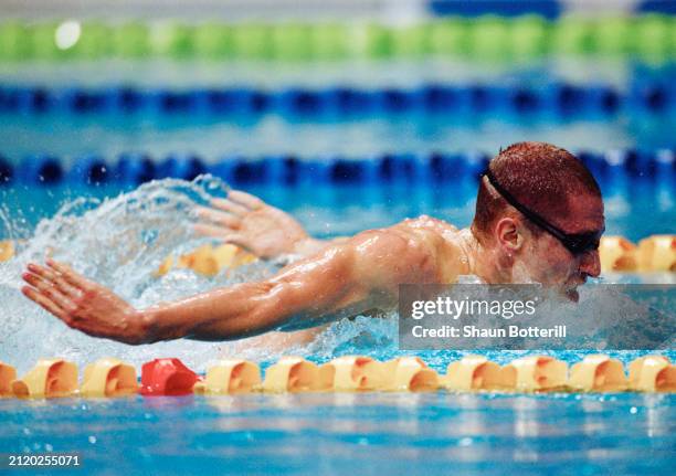 Denys Sylantyev from Ukraine swimming in heat 4 of the Men's 200 metre Butterfly competition on 18th September 2000 during the XXVI Olympic Summer...