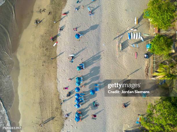 aerial view of tamarindo waterfront in costa rica - guanacaste beach stock pictures, royalty-free photos & images