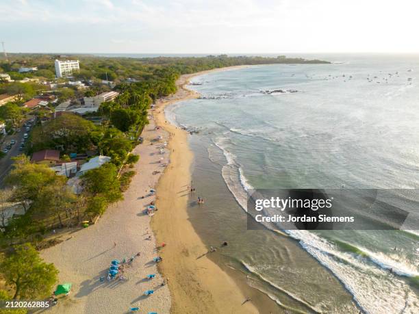 aerial view of tamarindo waterfront in costa rica - guanacaste beach stock pictures, royalty-free photos & images