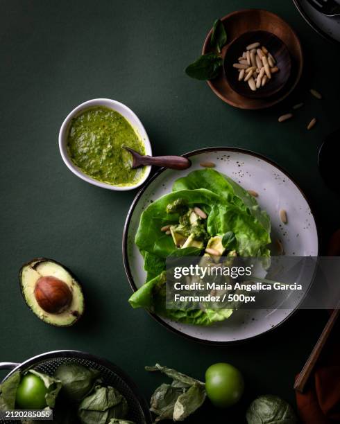 directly above shot of salad in bowl on table,united arab emirates - maria garcia stock pictures, royalty-free photos & images