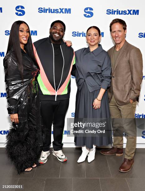 Michaela Jaé Rodriguez, Ron Funches, Maya Rudolph and Nat Faxon take part in SiriusXM’s Town Hall with the cast of ‘Loot’ at SiriusXM Studio on March...