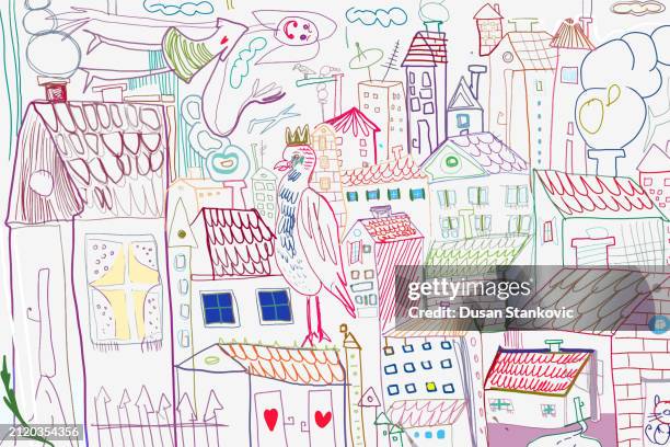 simple town - crazy house stock illustrations