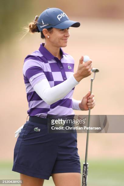 Azahara Muñoz of Spain reacts to her putt on the tenth green during the first round of the Ford Championship presented by KCC at Seville Golf and...