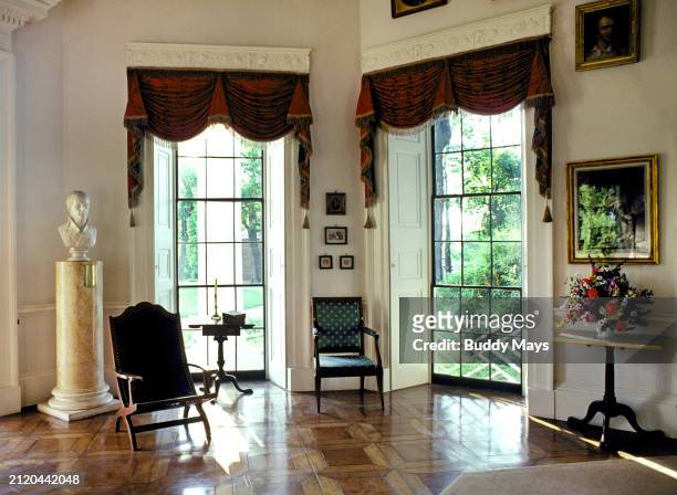 Thomas Jefferson's parlor at Monticello, home of President Thomas Jefferson, third president of the United States, built in 1772, near...