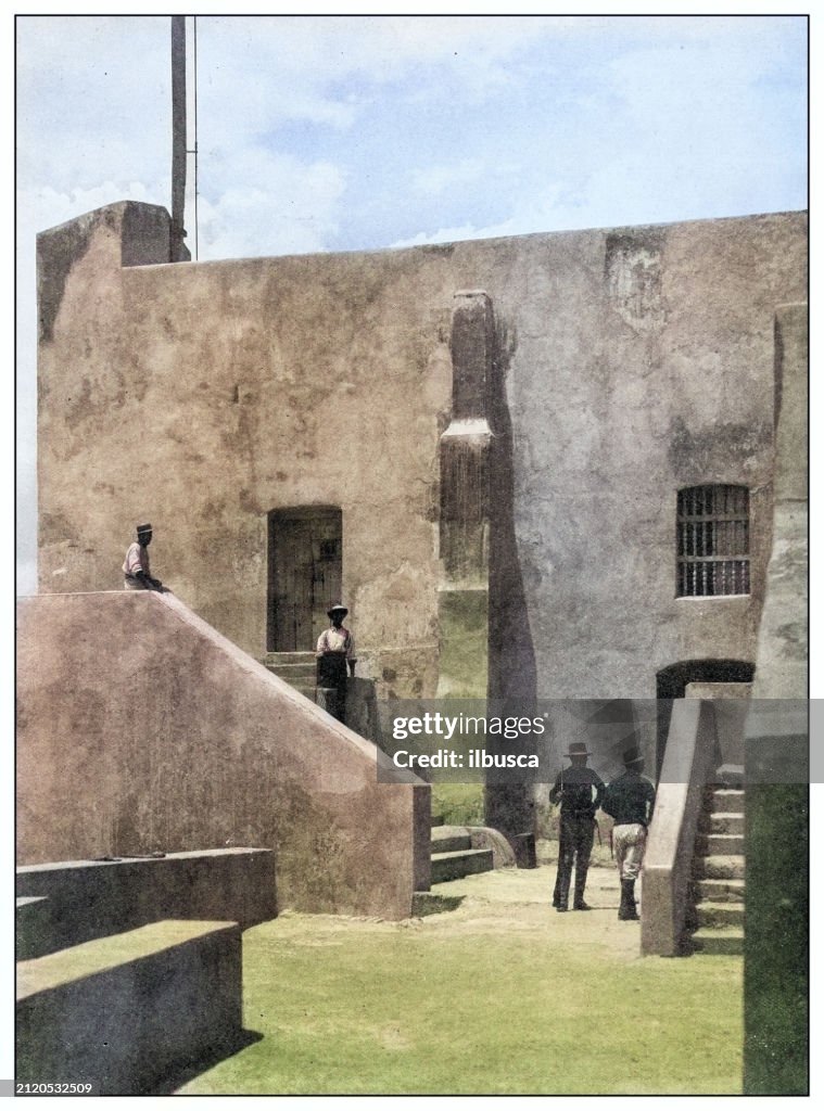 Antique black and white photograph: Hobson Cell, Morro Castle, Santiago de Cuba