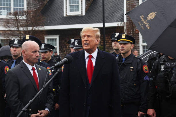 NY: Former President Donald Trump Attends Wake For Slain NYPD Officer Jonathan Diller