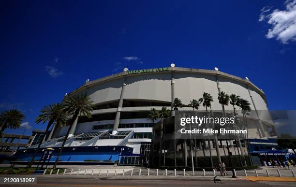 General view during the Opening Day game between the Tampa Bay Rays and the Toronto Blue Jays at Tropicana Field on March 28, 2024 in St Petersburg,...