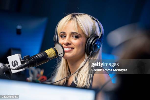 Camila Cabello visits the SiriusXM Studios on March 28, 2024 in Los Angeles, California.