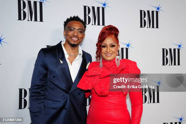 Jonathan McReynolds, Dorinda Clark-Cole, attend the 2024 BMI Trailblazers of Gospel Music Awards on March 28, 2024 at Flourish in Atlanta, Georgia.