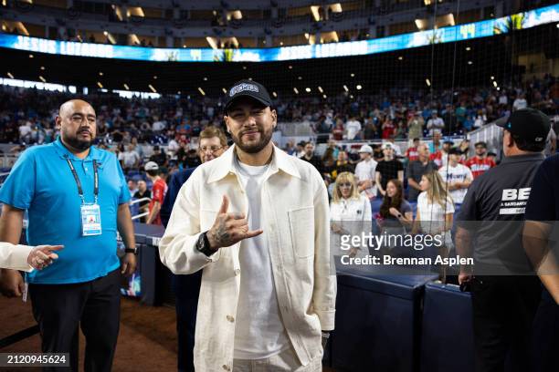 Neymar Jr attends the game between the Miami Marlins and the Pittsburgh Pirates on Opening Day at loanDepot park on March 28, 2024 in Miami, Florida.