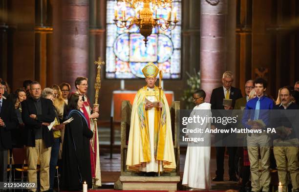 The Archbishop of Canterbury Justin Welby leads the Easter Sung Eucharist at Canterbury Cathedral in Kent. Picture date: Sunday March 31, 2024.