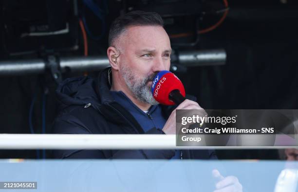 Sky Sports pundit Kris Boyd during a cinch Premiership match between Livingston and Celtic at Tony Macaroni Arena, on March 31 in Livingston,...