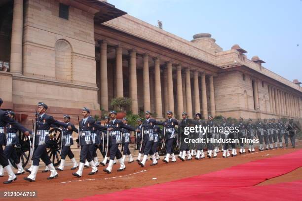 President of Brazil, Luiz Inacio Lula da Silva during his ceremonial reception at the Presidential palace, on January 25, 2004 in New Delhi, India.