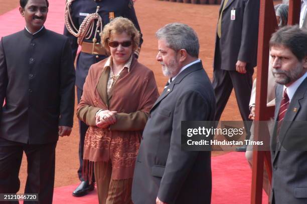 President of Brazil, Luiz Inacio Lula da Silva and his wife Marisa Leticia Lula da Silva with President A.P.J. Abdul Kalam and PM Atal Bihari...