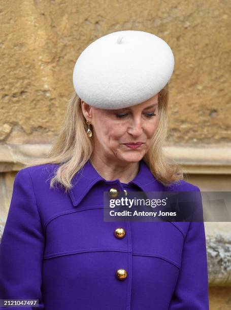 Sophie, Duchess of Edinburgh attends the Easter Mattins Service at Windsor Castle on March 31, 2024 in Windsor, England.