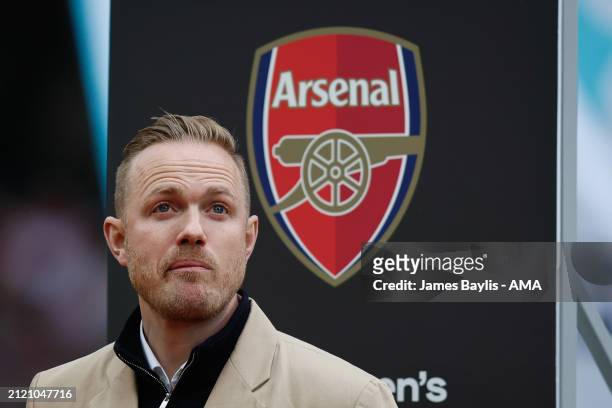 Jonas Eidevall the head coach / manager of Arsenal Women during the FA Women's Continental Tyres League Cup Final match between Arsenal and Chelsea...