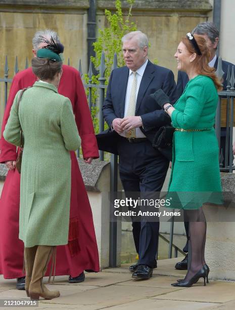 Prince Andrew, Sarah Ferguson, Princess Anne attends the Easter Mattins Service at Windsor Castle on March 31, 2024 in Windsor, England.