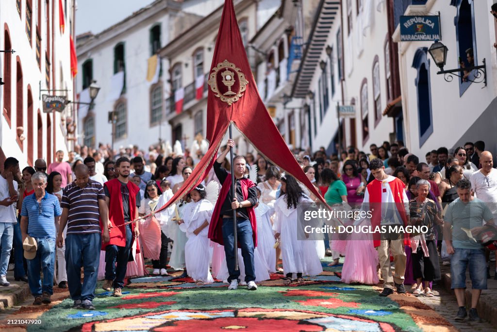 BRAZIL-RELIGION-HOLY WEEK-EASTER-SAWDUST RUGS