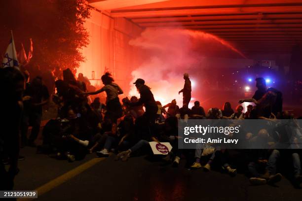 Protesters clash with Police as anti-government protests are stepped up on March 31, 2024 in Takem, Jerusalem. Israelis frustrations with the...