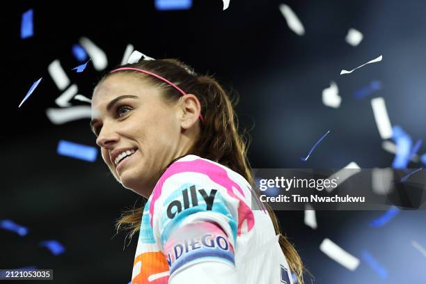 Alex Morgan of San Diego Wave FC looks on after defeating NJ/NY Gotham FC to win the NWSL Challenge Cup at Red Bull Arena on March 15, 2024 in...