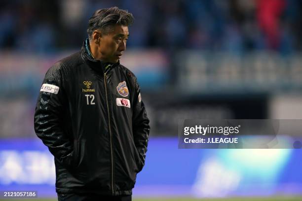 Head coach Takuya Takagi of V-Varen Nagasaki is seen prior to the J.League YBC Levain Cup Group D match between Sagan Tosu and V-Varen Nagasaki at...