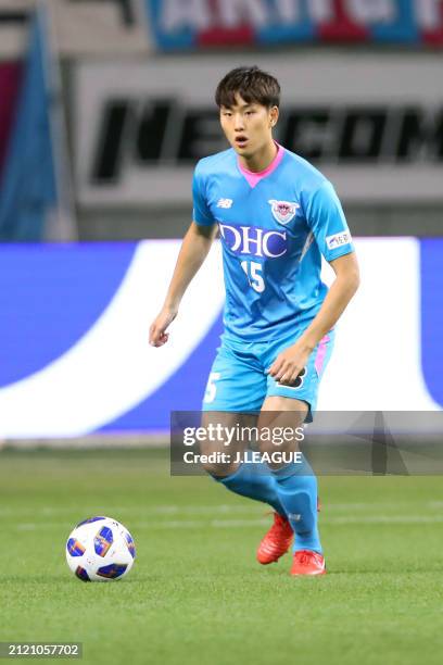 Jung Seung-hyun of Sagan Tosu in action during the J.League YBC Levain Cup Group D match between Sagan Tosu and V-Varen Nagasaki at Best Amenity...