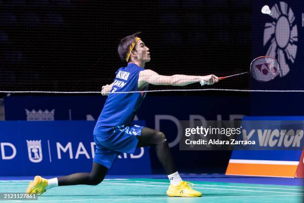 Wang Tzu-Wei of Taiwan in action against Koo Takahashi of Japan during the Madrid Spain Masters 2024 at Gallur Municipal Sports Center on March 28,...