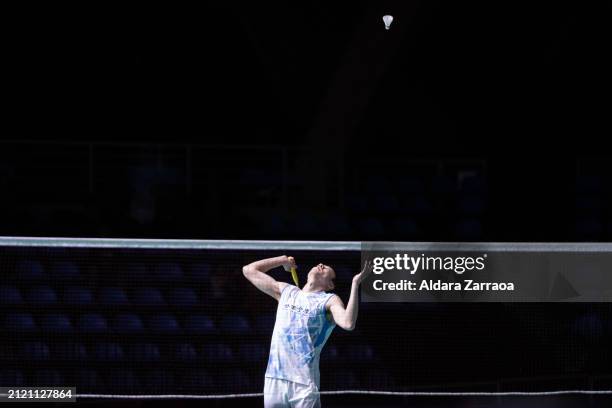 Wang Tzu-Wei of Taiwan in action against Koo Takahashi of Japan during the Madrid Spain Masters 2024 at Gallur Municipal Sports Center on March 28,...